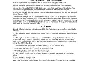 Quyết định 2363/2007/QĐ-UBND điều chỉnh dự toán ngân sách năm 2007