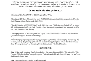 Quyết định 3405/QĐ-UBND 2007 công nhận danh hiệu tộc văn hóa xã phường thị trấn văn hóa Quảng Nam