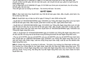 Quyết định 37/2007/QĐ-NHNN chế độ kế toán giao nhận, điều chuyển, phát hành, thu hồi tiêu huỷ tiền mặt