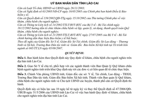 Quyết định 72/2007/QĐ-UBND Quy định khám chữa bệnh người nghèo tỉnh Lào Cai