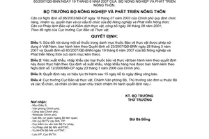 Quyết định 87/2007/QĐ-BNN danh mục thuốc Bảo vệ thực vật được phép sử dụng ở Việt Nam sửa đổi 23/2007/QĐ-BNN 60/2007/QĐ-BNN