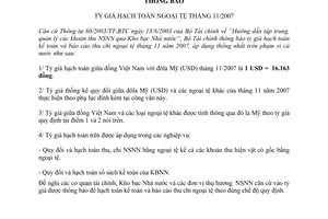 Thông báo 320/TB-BTC tỷ giá hạch toán ngoại tệ tháng 11/2007