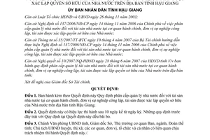 Quyết định 24/2007/QĐ-UBND quản lý nhà nước với tài sản nhà nước Hậu Giang