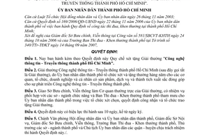 Quyết định 128/2007/QĐ-UBND Quy chế xét tặng Giải thưởng công nghệ thông tin Truyền thông thành phố Hồ Chí Minh