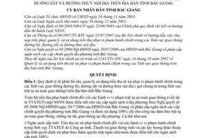 Quyết định 88/2007/QĐ-UBND quy định tỷ lệ phân bố chi quản lý sử dụng tiền thu từ xử phạt vi phạm hành chính lĩnh vực giao thông tỉnh Bắc Giang