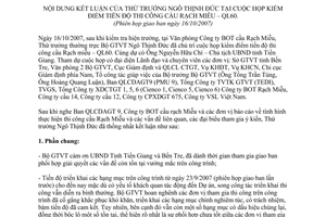 Thông báo 503/TB-BGTVT nội dung kết luận Thứ trưởng Ngô Thịnh Đức cuộc họp kiểm điểm tiến độ thi công cầu Rạch Miễu – quốc lộ 60