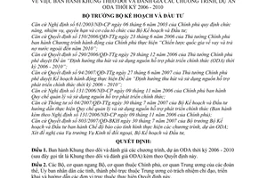 Quyết định 1248/2007/QĐ-BKH khung theo dõi đánh giá chương trình dự án ODA thời kỳ 2006-2010