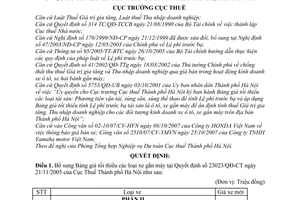 Quyết định 15718/QĐ-CT-THNVDT bổ sung bảng giá tối thiểu xe gắn máy