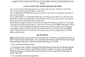 Quyết định 4918/QĐ-UBND phê duyệt quy hoạch chi tiết xây dựng tỷ lệ 1/2000 cụm Công nghiệp An Hạ, xã Phạm Văn Hai, Bình Chánh thành phố Hồ Chí Minh