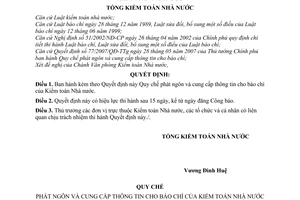 Quyết định 09/2007/QĐ-KTNN Quy chế phát ngôn cung cấp thông tin cho báo chí Kiểm toán Nhà nước