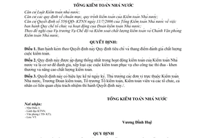 Quyết định 1271/QĐ-KTNN Quy định tiêu chí thang điểm đánh giá chất lượng kiểm toán