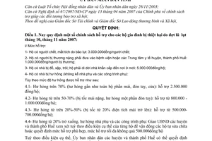 Quyết định 2460/QĐ-UBND quy định chính sách hỗ trợ khắc phục hậu quả lũ lụt tháng 10, 11 năm 2007