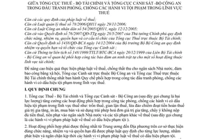 Quy chế 1527/QCPH/TCT-TCCS phối hợp trong đấu tranh phòng, chống các hành vi tội