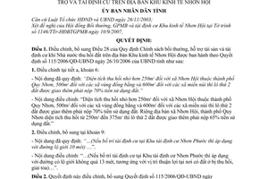 Quyết định 31/2007/QĐ-UBND điều chỉnh bổ sung chính sách bồi thường hỗ trợ tái định cư địa bàn khu kinh tế Nhơn Hội