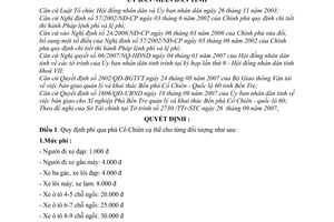 Quyết định 39/2007/QĐ-UBND quy định mức phí qua phà Cổ Chiên tỉnh Bến Tre