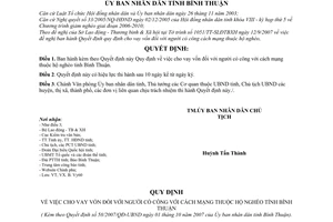 Quyết định 58/2007/QĐ-UBND Quy định cho vay vốn người có công cách mạng thuộc hộ nghèo tỉnh Bình Thuận