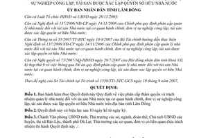 Quyết định 39/2007/QĐ-UBND quản lý nhà nước đối với tài sản Nhà nước