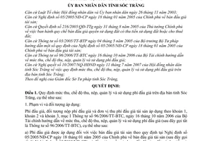 Quyết định 21/2007/QĐ-UBND mức thu chế độ thu nộp quản lý sử dụng