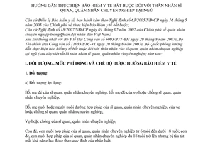 Thông tư 154/2007/TT-BQP hướng dẫn thực hiện bảo hiểm y tế bắt buộc thân nhân sĩ quan, quân nhân chuyên nghiệp tại ngũ
