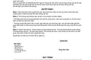 Quyết định 615/QĐ-SGTVT quy trình thực hiện thủ tục hành chính theo tiêu chuẩn quản lý chất lượng Sở Giao thông vận tải