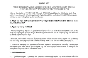 Hướng dẫn 2162A/NHCS-TD cho vay học sinh, sinh viên hướng dẫn quyết định 157/2007/QĐ-TTg