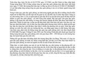 Chỉ thị 57/2007/CT-BGDĐT tăng cường công tác giáo dục quốc phòng an ninh ngành giáo dục