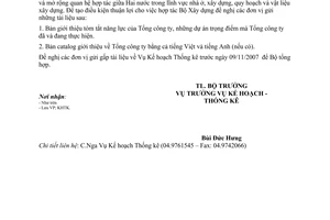 Công văn  126/BXD-KHTK  giới thiệu năng lực của Tổng công ty