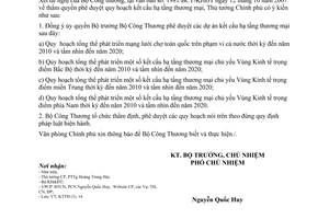 Công văn  6428/VPCP-KTTH ủy quyền phê duyệt dự án kết cấu hạ tầng thương mại