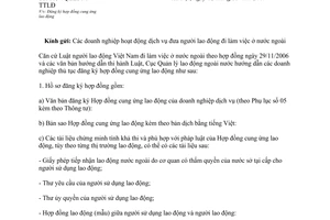 Công văn  1637/QLLĐNN-TTLĐ  hướng dẫn  doanh nghiệp thủ tục đăng ký hợp đồng cung ứng lao động