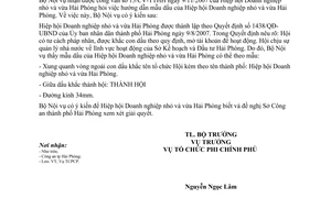 Công văn  3264/BNV-TCPCP hướng dẫn mẫu dấu của Hiệp hội Doanh nghiệp nhỏ và vừa Hải Phòng