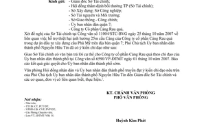 Công văn  7833/VP-DTMT  hỗ trợ thiệt hại ảnh hưởng 25m cầu Cảng của Công ty Cổ phần cảng Rau quả dự án đầu tư xây dựng cầu Phú Mỹ địa bàn quận 7