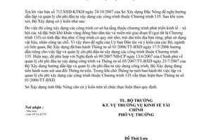 Công văn  227/BXD-KTTC  hướng dẫn lập và quản lý chi phí đầu tư xây dựng các công trình thuộc Chương trình 135