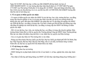 Công văn 12052/BGDĐT-HSSV hướng dẫn tín dụng học sinh sinh viên