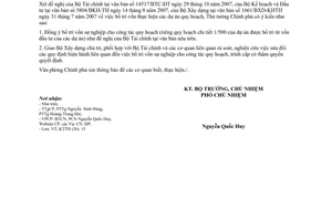 Công văn  6626/VPCP-KTTH  bố trí vốn thực hiện dự án quy hoạch