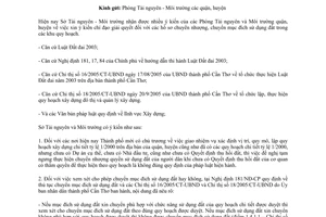 Công văn 845/STNMT  hướng dẫn giải quyết chuyển nhượng, chuyển mục đích sử dụng