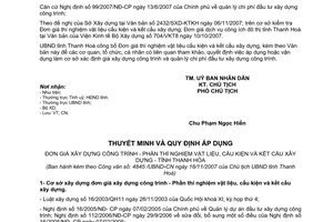 Công văn 4845/UBND-CN công bố Đơn giá thí nghiệm vật liệu, cấu kiện và kết cấu