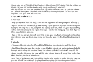 Công văn  2700/GDĐT-TH kế hoạch tham gia Hội thi Thể thao học sinh khuyết tật Toàn Quốc  2007