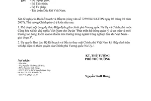 Công văn  1772/TTg-QHQT  phê duyệt Hiệp định cho Dự án do Na Uy tài trợ cho ngành Dầu khí