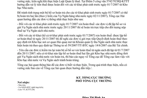 Công văn  6490/TCHQ-KTTT  hoàn thuế từ Kho bạc