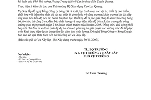 Công văn  226/BXD-XL  báo cáo tiến độ thi công