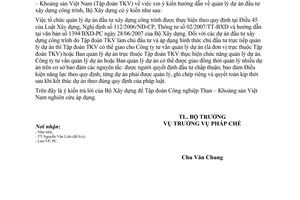 Công văn  15/BXD-PC  xin ý kiến hướng dẫn  quản lý dự án đầu tư xây dựng công trình