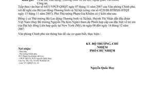 Công văn  6840/VPCP-QHQT  trưởng đoàn Việt Nam tham dự Phiên họp của Liên hợp quốc về trẻ em