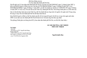 Công văn  6877/VPCP-KTTH  xử lý vốn cho dự án cầu Vĩnh Tuy,  Hà Nội