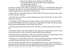 Công văn  6926/VPCP-QHQT  Đề án tổ chức Diễn đàn Du lịch ASEAN 2009  Hà Nội