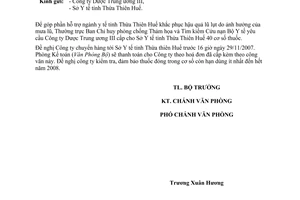 Công văn  9036/BYT-VP1  xuất cấp hàng phục vụ công tác phòng chống lụt bão  2007