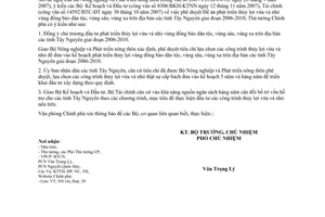 Công văn 6954/VPCP-NN  phê duyệt Đề án thủy lợi vừa và nhỏ các tỉnh Tây Nguyên giai đoạn 2006-2010