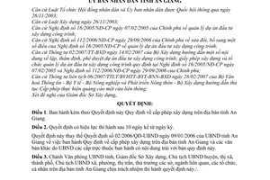 Quyết định 72/2007/QĐ-UBND Quy định cấp phép xây dựng tỉnh An Giang