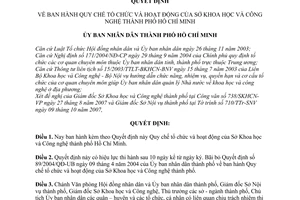 Quyết định 130/2007/QĐ-UBND Quy chế tổ chức hoạt động Sở Khoa học công nghệ thành phố Hồ Chí Minh