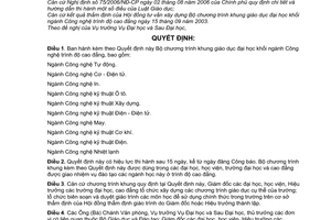 Quyết định 64/2007/QĐ-BGDĐT bộ chương trình khung giáo dục đại học khối ngành công nghệ trình độ cao đẳng