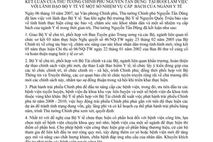 Thông báo 220/TB-VPCP kết luận Thủ tướng Chính phủ Nguyễn Tấn Dũng buổi làm việc lãnh đạo Bộ Y tế  nhiệm vụ cấp bách ngành y tế